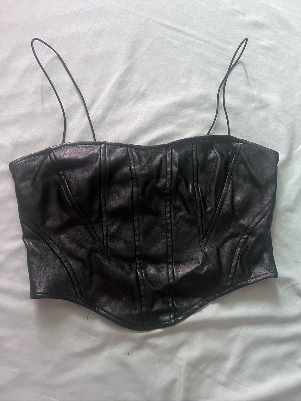 Forever 21 Black Faux Leather Corset Camisole